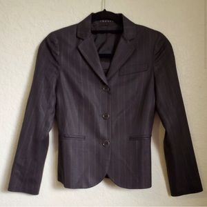 EUC Theory Classic Wool Blazer in Grey with slight white pinstripes.